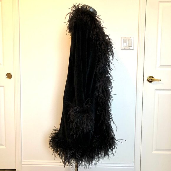 Berek Vintage Long Black Feathery Cardigan Sweater Evening Glam, Size M - Picture 9 of 11